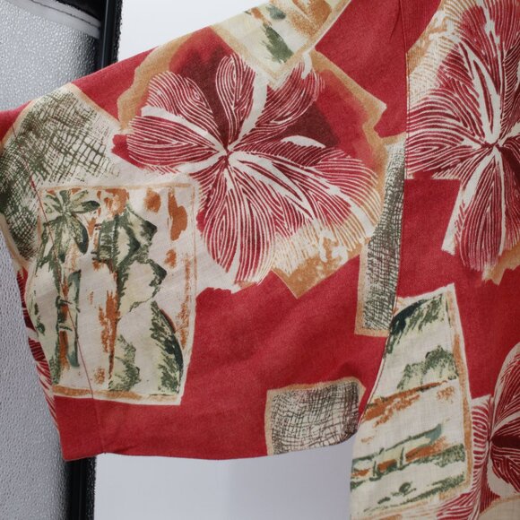 Tommy Bahama Hawaiian Shirt Mens Large Linen camp loop collar postcard floral - Picture 3 of 14